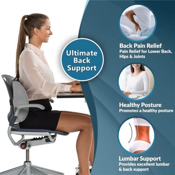 Lumbar Support Back Pillow Office Chair and Car Seat Cushion - Memory Foam - Picture 4 of 7